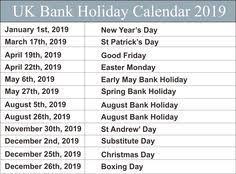 This page contains a calendar of all 2020 bank holiday for uk. 21 Best Uk Federal Holidays 2019 Calendar Uk Ideas In 2021 Calendar Uk 2019 Calendar Calendar