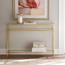 Home Decorators Collection Bella Aged Gold Narrow Glass Console Table 9966800910 The Hom Glass Console Table Console Table Decorating Console Table Styling