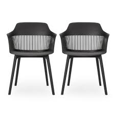 Patio chair outdoor furniture zero gravity chair patio lounge camping chair set of 2 recliner adjustable folding for pool side camping yard beach 4.5 out of 5 stars 5,522 $59.99 $ 59. Noble House Dahlia Black Plastic Outdoor Dining Chair 2 Pack 71550 The Home Depot