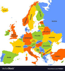 Political map of europe in gray color with white background and the names of the countries in spanish. Map Of Europe With Names Of Sovereign Countries Ministates And Kosovo Included Simplified Vector Map In Four Colors In 2021 Colorful Map Europe Map Travel Europe Map