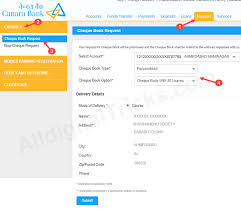 (name and address of the sender) (contact phone no.& email id) to. Canara Bank Request New Cheque Book Online Alldigitaltricks