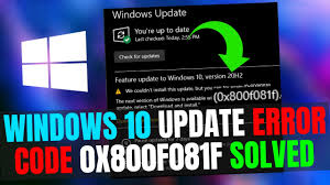 Microsoft launched the 20h2 update in october 2020, which is known to be one of the most critical windows version upgrades. Windows 10 Update Error Code 0x800f081f Fix Windows 10 20h2 Update Error 2020 Youtube