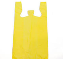 Plastic T-shirt bag- high density 12"x7.5"x23" .60 mil thick - yellow-  1m/box