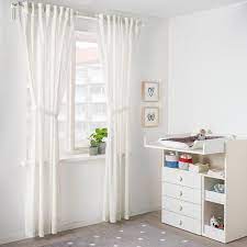Len Curtains With Tie Backs 1 Pair Dotted White 47x98 Ikea Curtains Curtains Without Sewing Baby Curtains