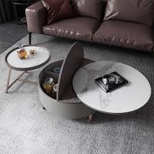 The coffee table features a stunning weathered finish with sophisticated turned supports and plank construction. Gray Round Swivel Coffee Table With Storage Drawer 2 Piece Set White Stone Coffee Table With Storage Coffee Table Stone Coffee Table