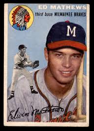 Amazon.com: 1954 Topps # 30 WHT Eddie Mathews Milwaukee Braves (Baseball  Card) (White Back) VG Braves : Collectibles & Fine Art