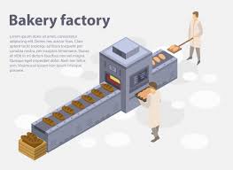 Bakery Factory Concept Banner Isometric Style Vector