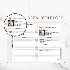 Digital Recipe Book Blue Etsy In 2020 Digital Recipe Book Recipe Book Digital