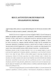 Abordarea integrata a activitatilor promoveaza invatarea centrata pe copil, acesta beneficiind de: Doc 0 0 Activitatea Integrata Ungureanu Victoria Academia Edu