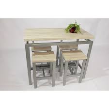 150 x 80 x h105cm | table mange debout | teck recyclé et métal. Meubles Et Decorations Ensemble Design Table Haute Bar 4 Tabou