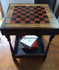 Reclaimed Wood Side Table With Checkerboard By Theelittlebirds 75 00 Reclaimed Wood Side Table Side Table Wood Diy Furniture Flip