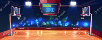 Here is a simple basketball court diagram along with the rules which explain how the game is played within the given area. Free Vector Basketball Court Illuminated With Stadium Lights Scoreboard And Cameras Flashlight