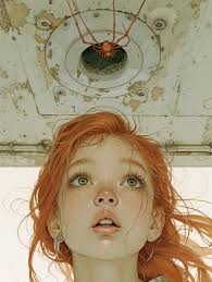 What is the meaning behind the spider's relaxed pose in the city?