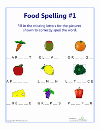 An abcteach membership allows you to create any number of missing letter worksheets with. Food Spelling 1 Worksheet Education Com