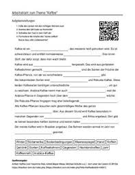 Arbeitsblatt Mit Luckentext Zum Thema Kaffee Nemeckij Yazyk Germaniya Yazyk