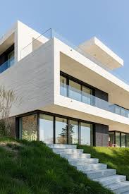 Neubau Villa Zurich Gartenfassade Dietfurter Kalkstein Glasbrustung Terrasse Garten Aussentreppe Fassade Haus Haus Architektur Moderne Architektur