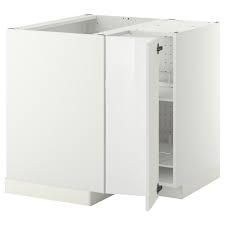 These are considered the meat and potatoes of any cabinet system, as both can accommodate sinks. Metod White Ringhult White Corner Base Cabinet With Carousel 88x88 Cm Ikea