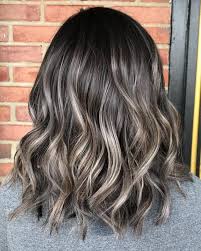 Ash Brown And Subtle Gray Highlights For Brunettes Gray Balayage Hair Highlights Brunette Highlights