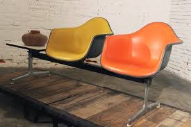 Vintage Mcm Eames Ets Shell Tandem Seating Airport Bench By Herman Miller Seating Eames Furniture
