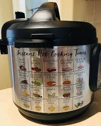Instant Pot Decal Instant Pot Cooking Times Chart In 2019