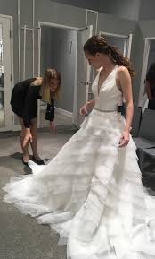White by vera wang bridal gowns, bridesmaid dresses, and accessories showcase wang's signature style and turn wedding dreams into reality. Vera Wang White Tiered Organza T Back Ball Gown Nearly Newlywed