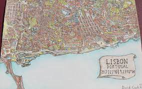 Shift your mouse across the map. Hand Drawn Oblique Perspective Map Of Lisbon Portugal I Did Mapporn