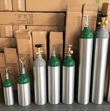 Portable oxygen cylinders in 1L, 2L, 5L and 10L sizes