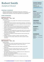Analytical Chemist Resume Samples Qwikresume