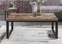 Wl5 363 Wohnling Couchtisch 110 Cm Bellary Aus Recyceltem Sleeper Wood Und Eisen Wohnzimmer Fernsehen Metall H Couchtisch Massiv Couchtisch Holz Und Metall