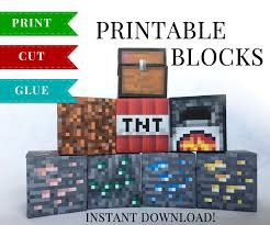 Minecraft Printable Papercraft Blocks Set 4 Minecraft Birthday Party Supplies Minecraft Printables Minecraft Birthday Party Minecraft Birthday