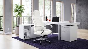 Universal file hanging rails for metal lateral file cabinets. Quincy Desk With Return White