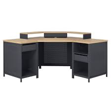 Corner computer desk with shelves above. Buy Argos Home Modular Corner Gaming Desk Oak Effect Black Desks Argos