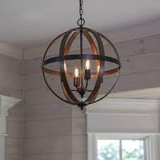 Mason Metal And Wood 4 Light Orb Pendant Walmart Com Rustic Light Fixtures Dining Room Light Fixtures Farmhouse Light Fixtures