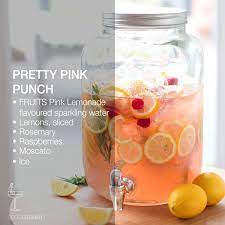 Pretty Pink Punch 1 Litre Sodastream Fruits Pink Lemonade Flavoured Sparkling Water Sparkling Water Recipes Soda Stream Recipes Bachelorette Drinks Recipes