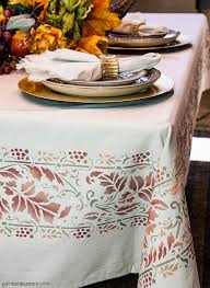 Diy pedestal bowl at paint me pink. Thanksgiving Diy Stencil A Harvest Border For Your Table Cloth Hometalk
