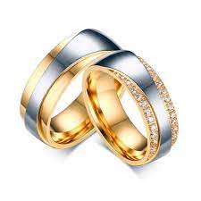 18k Gold Plated Stainless Steel Wedding Cz Band Men Women S Couple Rings Sz 5 13 Colored Engagement Rings Womens Engagement Rings Rings For Men