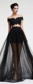 Black Lace Beaded Two Piece Prom Dresses Long Piece Prom Dress Sparkly Prom Dresses Gowns