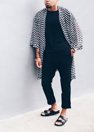 Black And White Kimono For Men Black White Kimono Slide Sandal Sam C Perry Spiritual Writer And Creative Sam C Perry Ny Minimalist Fashion Men Mens Kimono Shirt Mens Street Style