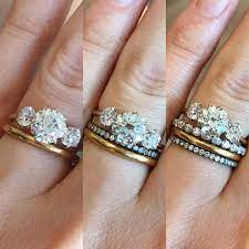 How To Wear An Antique Victorian Three Stone Engagement Ring Bands Stacked With Varying Mixed Metal Wedding Rings Stacked Wedding Rings Engagement Rings Opal
