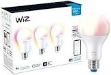WiZ 60W A19 Frosted Full Colour and Tunable White LED Smart Home Wi-Fi Light Bulb (3-Pack) 557009 Philips