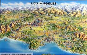 Unique Medias Los Angeles Illustrated Map Los Angeles Map East Coast Road Trip Los Angeles Earthquake