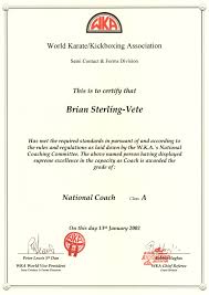 World Karate And Kickboxing Association National Coaching Certification Class A Karate Kickboxing Martial Arts