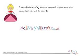 The printable page has a capital letter, a lower case letter, and four words that start with p, with pictures of the words to color. Alphabet Begin With The Letter Q Playdough Mat