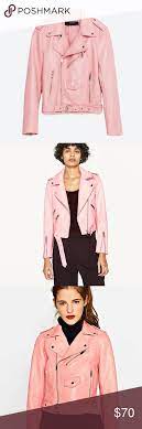 Zara Pink Leather Jacket New Pink Leather Jacket Pink Leather Zara