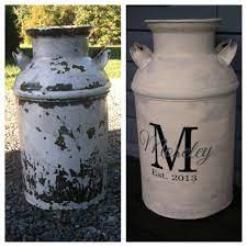 Refurbished Milk Can With Chalk Paint Milk Cans Milk Can Decor Old Milk Cans