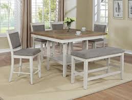 2727wh T 4848 6 Pc Gracie Oaks Fulton Two Tone Finish Wood Counter Height Dining Table Set Fabric Seats Counter Height Dining Room Tables Counter Height Dining Table Set Counter Height Dining Table