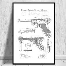 poster and prints luger pistol patent blueprint gun chart modern painting art painting wall pictures for living room home decor