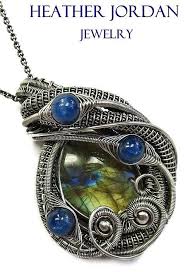 Labradorite Wire Wrapped Pendant In Antiqued Sterling Silver With Kyanite By Heather Jordan Jordan Jewelry Fine Silver Jewelry Cleaning Silver Jewelry