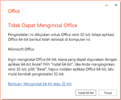 Karena sistemnya sewa, office 365 fiturnya terus diupdate dan diperbarui. Kesalahan Office 64 Bit Atau 32 Bit Tidak Dapat Diinstal Ketika Mencoba Menginstal Dukungan Office