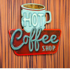 Hot Coffee Shop Embossed Kitchen Tin Sign Vintage Coffee Signs Coffee Shop Signs Coffee Shop